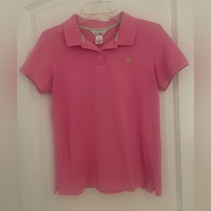 Lilly Pulitzer Pink Polo with Green Palm Embroidery
